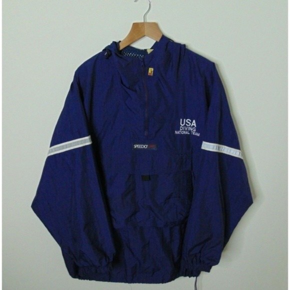 Speedo Other - VTG 90s Speedo L Windbreaker Jacket Blue Pullover